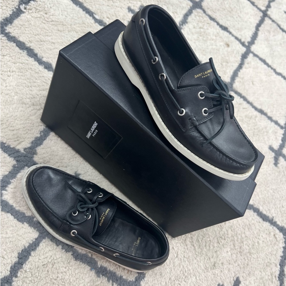 YSL Classic Leather Lace-up Boat Shoe